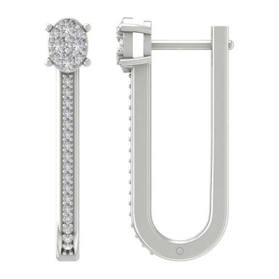 Araiya 10K White Gold Diamond Hoop Earrings for Women (3/8 cttw, I-J Color, I2-I3 Clarity)