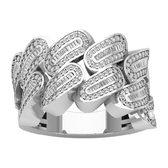 Araiya 10K White Gold Diamond Mens Band Ring for Women (1 1/4 cttw, I-J Color, I2-I3 Clarity), Size 7