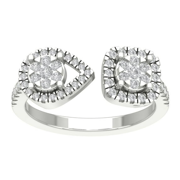 Araiya 10K White Gold Diamond Negative Space Band Ring (1/2 cttw, I-J Color, I2-I3 Clarity), Size 7