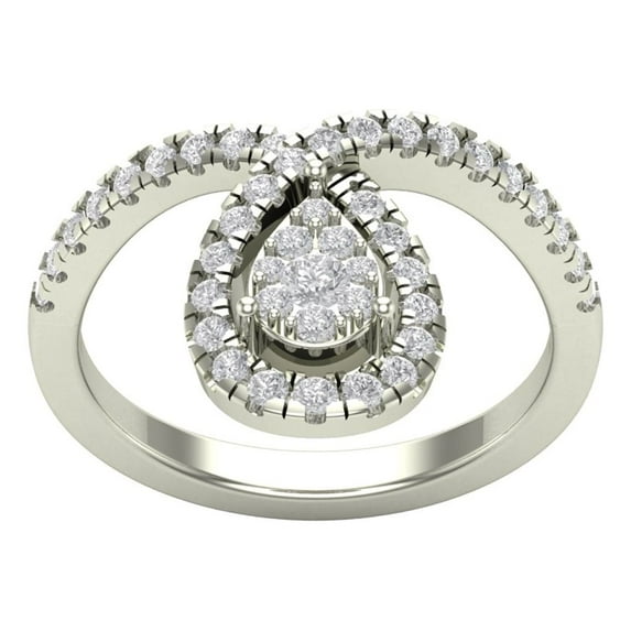 Araiya 10K White Gold Diamond Pear Shape Band Ring (5/8 cttw, I-J Color, I2-I3 Clarity), Size 7
