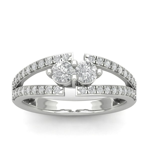Araiya 10K White Gold Diamond Side Stone Band Ring for Women (3/4 cttw, I-J Color, I2-I3 Clarity), Size 10