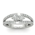 thumbnail image 1 of Araiya 10K White Gold Diamond Side Stone Band Ring for Women (3/4 cttw, I-J Color, I2-I3 Clarity), Size 7.5, 1 of 1
