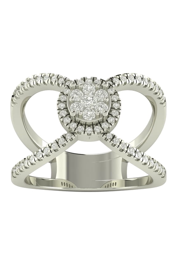 10K White Gold Diamond Space Band Ring (1/2 cttw, I-J Color, I2-I3 Clarity), Size 7.5