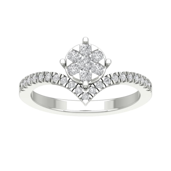 Araiya 10K White Gold Diamond V Shape Wedding Ring (1/2 cttw, I-J Color, I2-I3 Clarity), Size 6.5