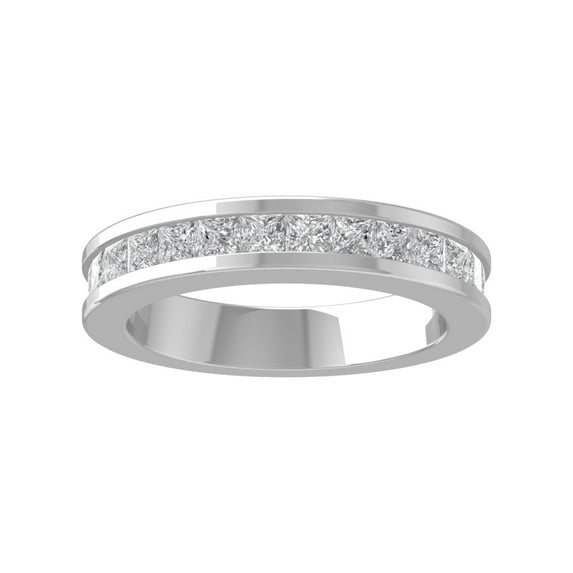 Araiya 10K White Gold Princess-shape Diamond Wedding Band Ring (1 1/2 cttw, I-J Color, I2-I3 Clarity), Size 6.5