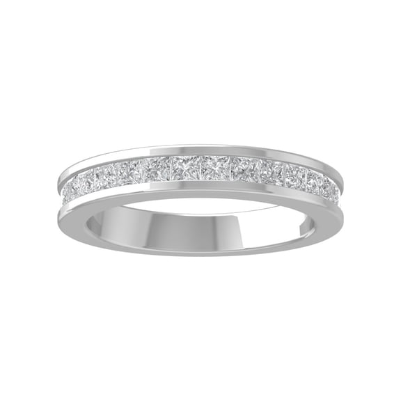 Araiya 10K White Gold Princess-shape Diamond Wedding Band Ring (1 cttw, I-J Color, I2-I3 Clarity), Size 7.5