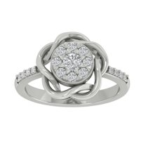 Araiya 10K White Gold Round Cluster Diamond Engagement Ring (1/2 cttw, I-J Color, I2-I3 Clarity), Size 10
