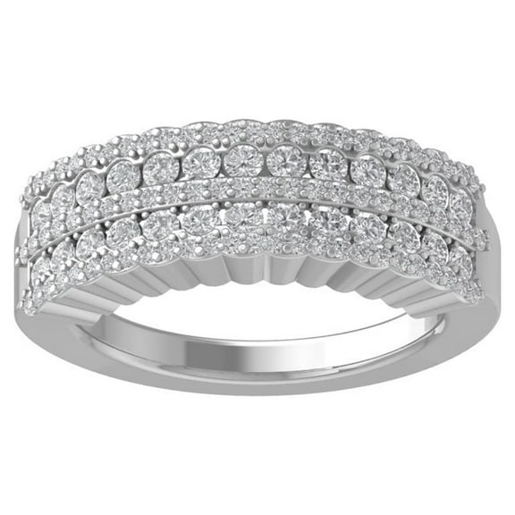 Araiya 10K White Gold Round Diamond Anniversary Band Ring (1 cttw, I-J Color, I2-I3 Clarity), Size 10