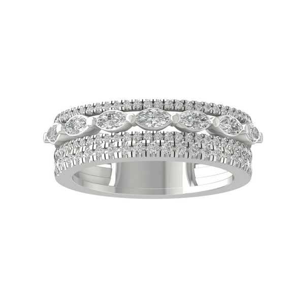 Araiya 10K White Gold Round Diamond Anniversary Band Ring (7/8 cttw, I-J Color, I2-I3 Clarity), Size 6.5