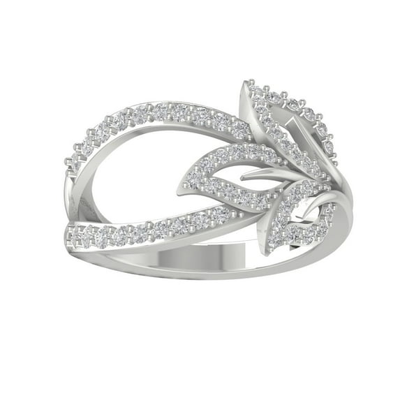 Araiya 10K White Gold Round Diamond Fashion Band Ring (1/2 cttw, I-J Color, I2-I3 Clarity), Size 9