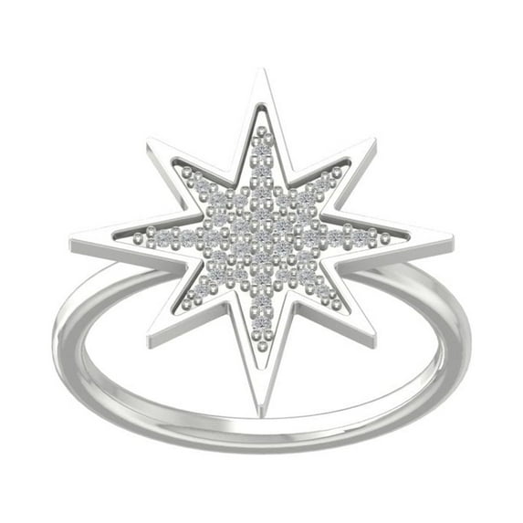 Araiya 10K White Gold Round Diamond Fashion Band Ring (1/6 cttw, I-J Color, I2-I3 Clarity), Size 7