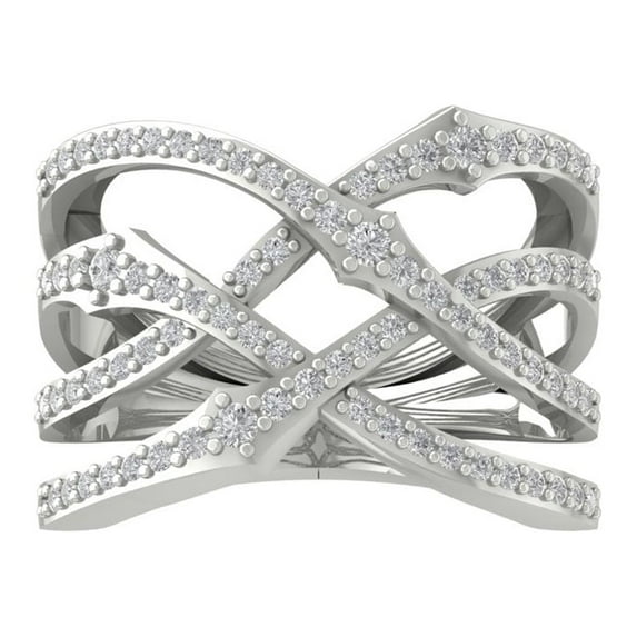 Araiya 10K White Gold Round Diamond Fashion Band Ring (3/4 cttw, I-J Color, I2-I3 Clarity), Size 10