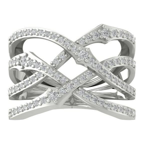 Araiya 10K White Gold Round Diamond Fashion Band Ring (3/4 cttw, I-J Color, I2-I3 Clarity), Size 10