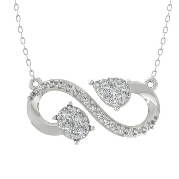 Araiya 10K White Gold Round Diamond Infinite Pendant with Sterling Silver Chain Necklace (1/3 cttw, I-J Color, I2-I3 Clarity), 18"