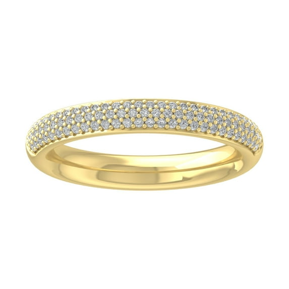 Araiya 10K Yellow Gold 3 Row Diamond Band Ring (1/3 cttw, I-J Color, I2-I3 Clarity), Size 7.5
