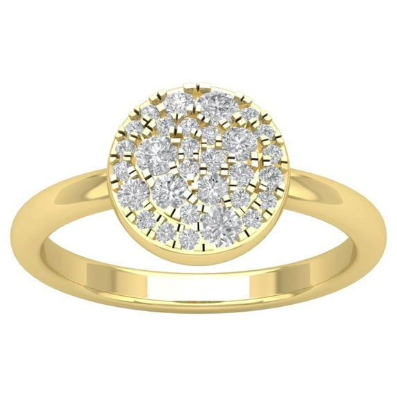 Araiya 10K Yellow Gold Cluster Diamond Band Ring for Women (1/2 cttw, I-J Color, I2-I3 Clarity), Size 9