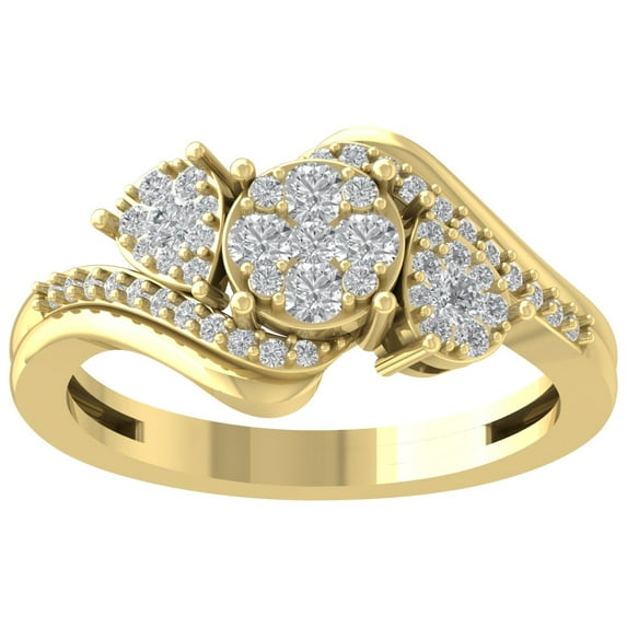 Araiya 10K Yellow Gold Cluster Diamond Ring (1/2 cttw, I-J Color, I2-I3 Clarity), Size 8