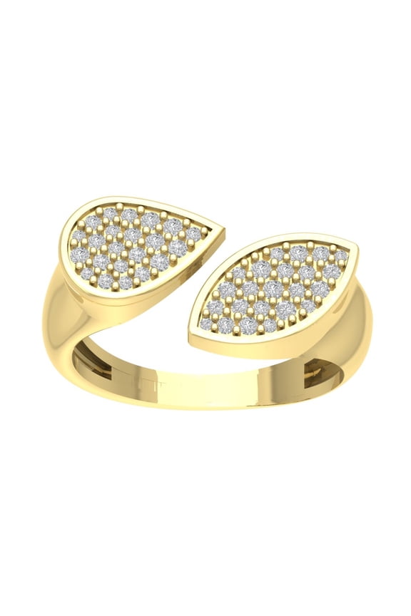 10K Yellow Gold Cluster Diamond Space Band Ring (1/3 cttw, I-J Color, I2-I3 Clarity), Size 5