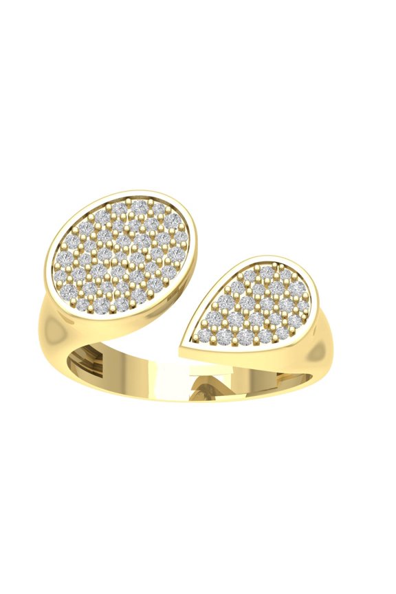 10K Yellow Gold Cluster Diamond Space Band Ring (3/8 cttw, I-J Color, I2-I3 Clarity), Size 5.5