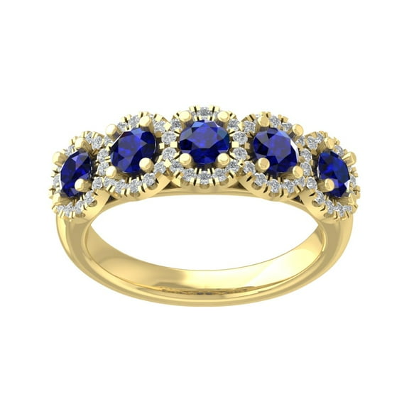 Araiya 10K Yellow Gold Cluster Diamond and Blue Sapphire Halo Ring (1/3 cttw, I-J Color, I2-I3 Clarity), Size 6