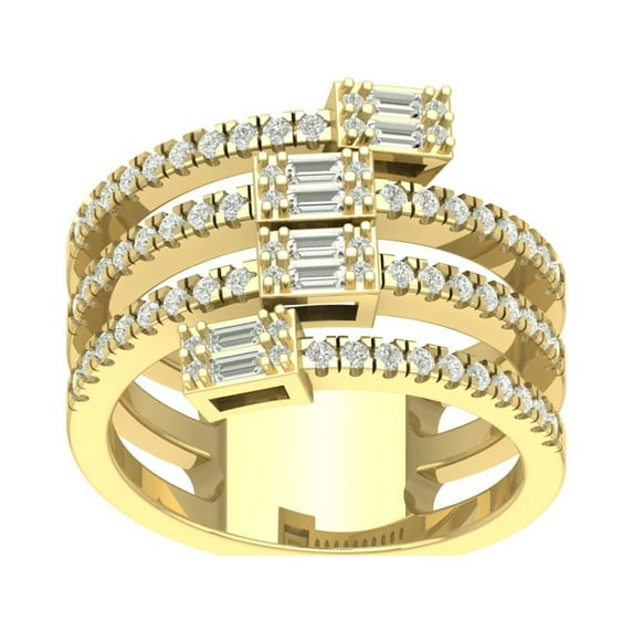 Araiya 10K Yellow Gold Diamond Bypass Band Ring (3/4 cttw, I-J Color, I2-I3 Clarity), Size 5.5