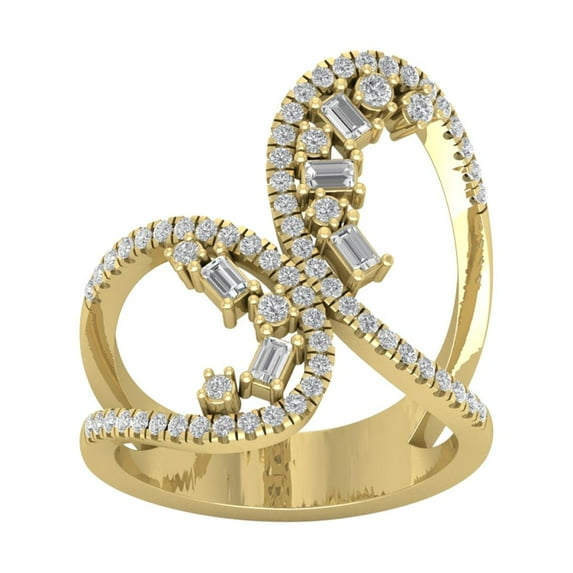 Araiya 10K Yellow Gold Diamond Bypass Band Ring (5/8 cttw, I-J Color, I2-I3 Clarity), Size 8