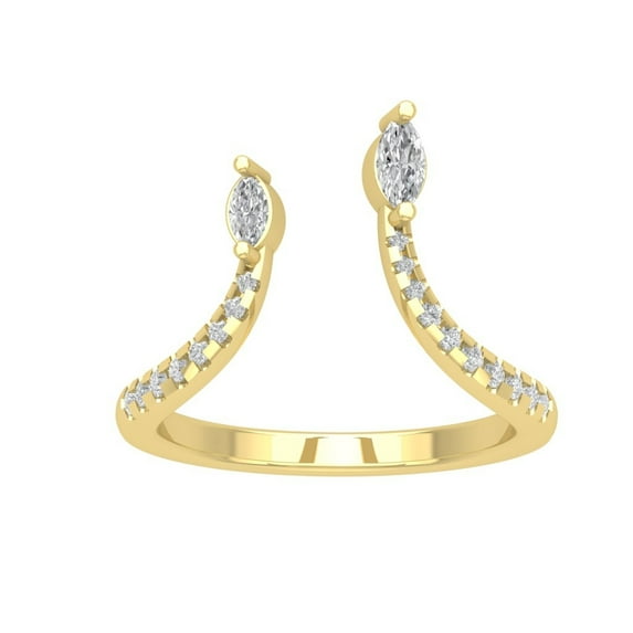 Araiya 10K Yellow Gold Diamond Bypass Band Ring for Women (1/3 cttw, I-J Color, I2-I3 Clarity), Size 5.5