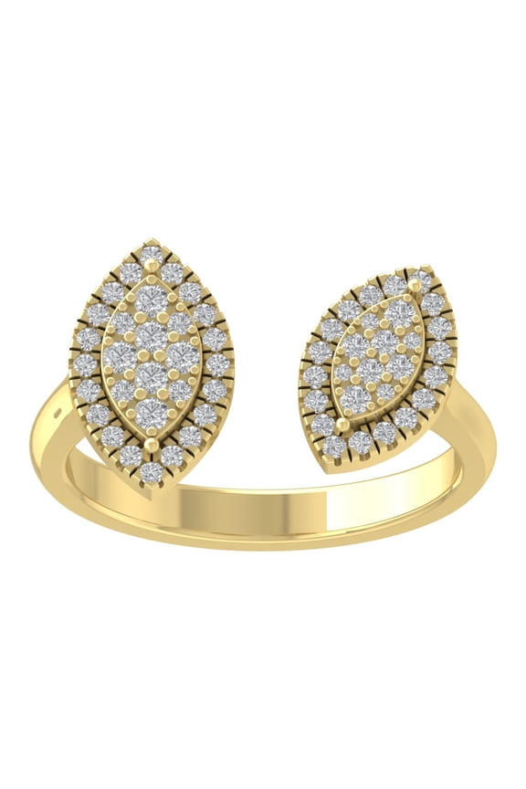 10K Yellow Gold Diamond Cluster Space Band Ring (3/8 cttw, I-J Color, I2-I3 Clarity), Size 9