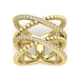 thumbnail image 1 of Araiya 10K Yellow Gold Diamond Criss Cross Band Ring for Women (1/2 cttw, I-J Color, I2-I3 Clarity), Size 6, 1 of 3