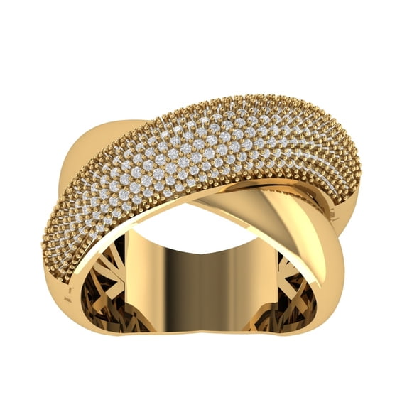 Araiya 10K Yellow Gold Diamond Criss Cross Band Ring for Women (1 cttw, I-J Color, I2-I3 Clarity), Size 8.5