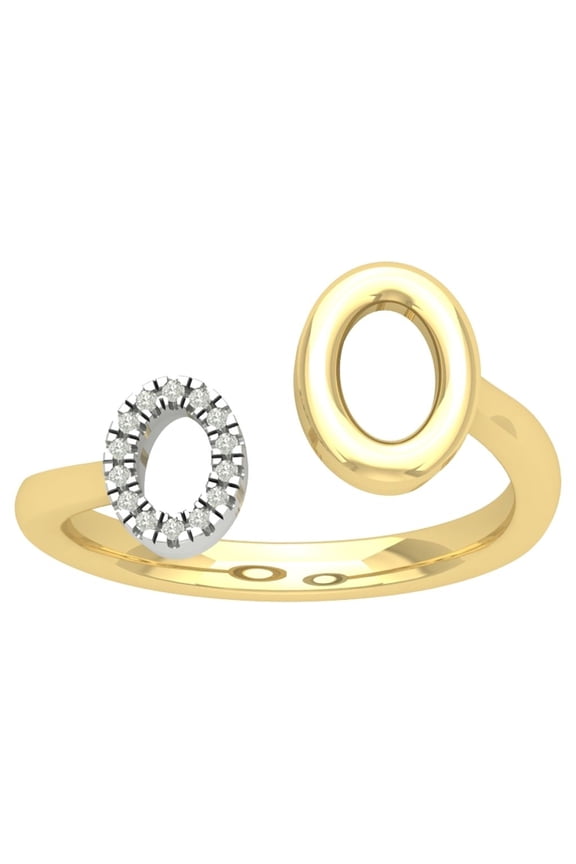 10K Yellow Gold Diamond Double Oval Space Ring (1/20 cttw, I-J Color, I2-I3 Clarity), Size 9