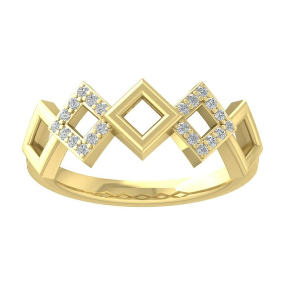 Araiya 10K Yellow Gold Diamond Geometric Shape Ring (1/10 cttw, I-J Color, I2-I3 Clarity), Size 7.5