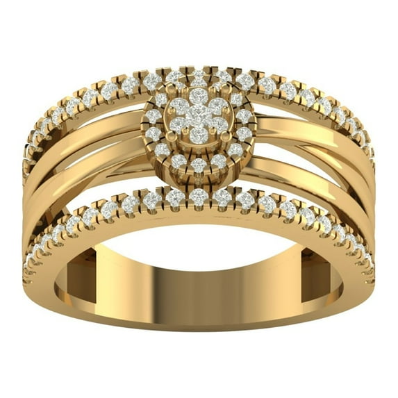 Araiya 10K Yellow Gold Diamond Halo Band Ring (1/2 cttw, I-J Color, I2-I3 Clarity), Size 7