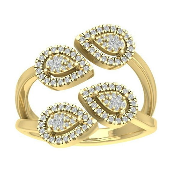 Araiya 10K Yellow Gold Diamond Pear Shaped Band Ring (1/2 cttw, I-J Color, I2-I3 Clarity), Size 8