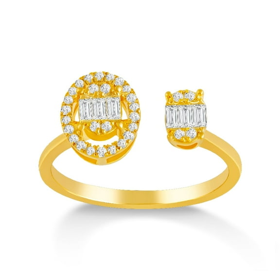 Araiya 10K Yellow Gold Diamond Sidestone Oval Band Ring for Women (1/4 cttw, I-J Color, I2-I3 Clarity), Size 7