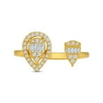 thumbnail image 1 of Araiya 10K Yellow Gold Diamond Sidestone Pear Band Ring for Women (3/8 cttw, I-J Color, I2-I3 Clarity), Size 10, 1 of 1