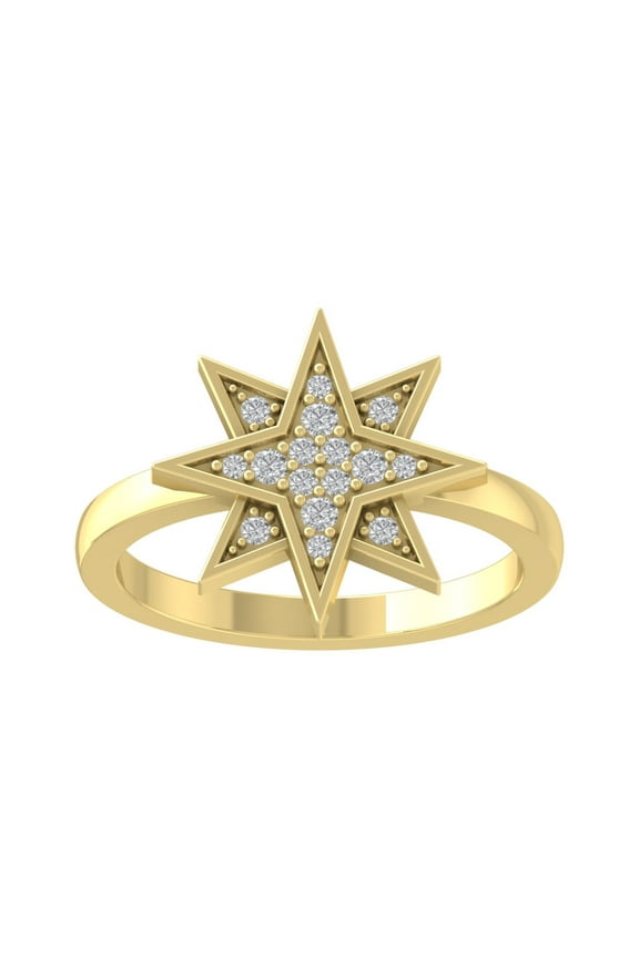 10K Yellow Gold Diamond Star Ring (1/8 cttw, I-J Color, I2-I3 Clarity), Size 9