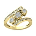 thumbnail image 1 of Araiya 10K Yellow Gold Diamond Three Flower Bypass Ring (1/2 cttw, I-J Color, I2-I3 Clarity), Size 7, 1 of 1