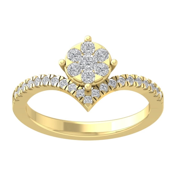 Araiya 10K Yellow Gold Diamond V Shape Wedding Ring (1/2 cttw, I-J Color, I2-I3 Clarity), Size 10