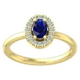 thumbnail image 1 of Araiya 10K Yellow Gold Diamond and Blue Sapphire Halo Ring (1/6 cttw, I-J Color, I2 Clarity), Size 6.5, 1 of 4