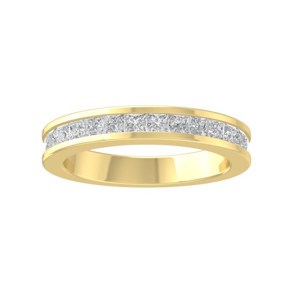Araiya 10K Yellow Gold Princess-shape Diamond Wedding Band Ring (1 cttw, I-J Color, I2-I3 Clarity), Size 7.5