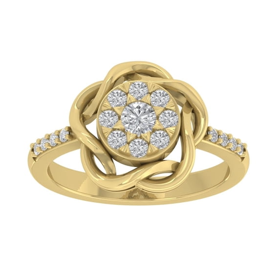 Araiya 10K Yellow Gold Round Cluster Diamond Engagement Ring (1/2 cttw, I-J Color, I2-I3 Clarity), Size 6.5