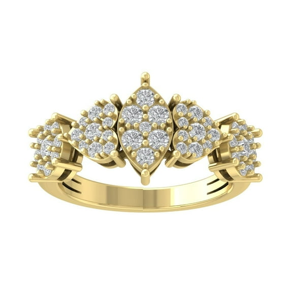 Araiya 10K Yellow Gold Round Cluster Diamond Engagement Ring (1 cttw, I-J Color, I2-I3 Clarity), Size 5.5
