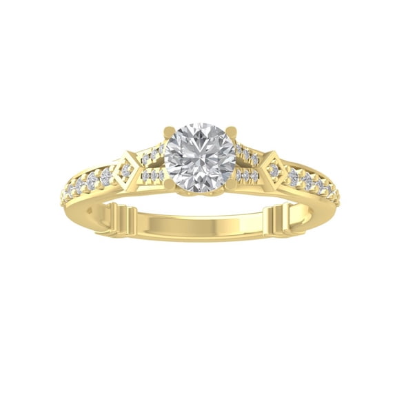 Araiya 10K Yellow Gold Round Diamond Engagement Ring (5/8 cttw, I-J Color, I2-I3 Clarity), Size 8.5