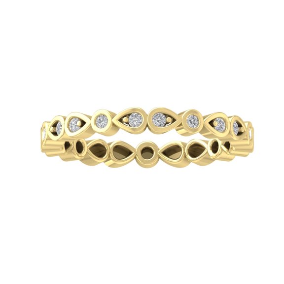Araiya 10K Yellow Gold Round Diamond Eternity Band Ring (3/8 cttw, I-J Color, I2-I3 Clarity), Size 9