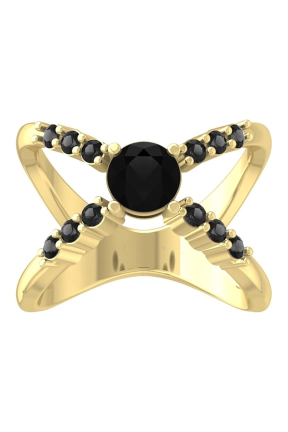 Araiya Fine Jewelry 10K Yellow Gold Round Diamond Fashion Band Ring (1 1/2 cttw, I-J Color, I2-I3 Clarity), Size 9