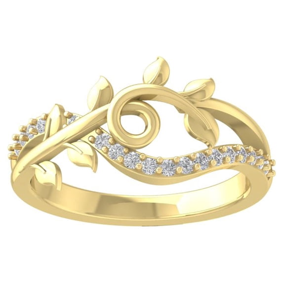 Araiya 10K Yellow Gold Round Diamond Fashion Band Ring (1/5 cttw, I-J Color, I2-I3 Clarity), Size 5