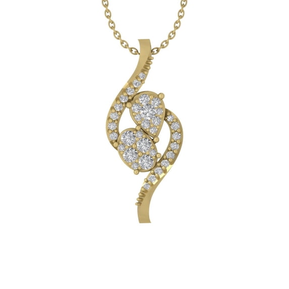 Araiya 10K Yellow Gold Round Diamond Unique Pendant with Gold Plated Silver Chain Necklace (3/8 cttw, I-J Color, I2-I3 Clarity), 18"