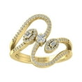 thumbnail image 1 of Araiya 10K Yellow Gold Round and Baguette Diamond Bypass Band Ring (3/8 cttw, I-J Color, I2-I3 Clarity), Size 6.5, 1 of 1