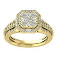 thumbnail image 1 of Araiya 10K Yellow Gold Round and Baguette Diamond Halo Cluster Ring (1 cttw, I-J Color, I2-I3 Clarity), Size 7, 1 of 1
